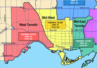 Map of the west LHIN region